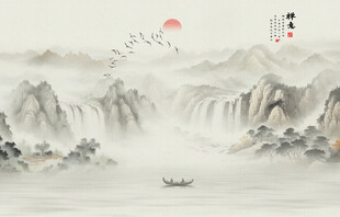 工笔国画山水壁画