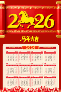 2026马年日历贺岁海报