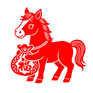 小马抱福袋矢量图案