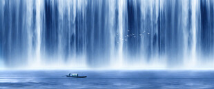 高山流水瀑布山水图