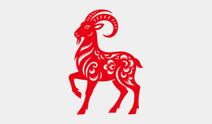 红色剪纸风吉祥羊图案