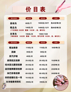 美容美发价目表展示