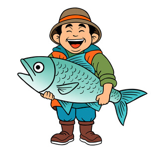 渔夫开心捧大鱼