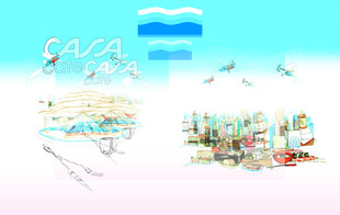 夏日海滩度假场景插画