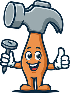 锤子卡通形象竖起大拇指