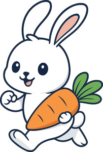 白兔抱萝卜快乐奔跑