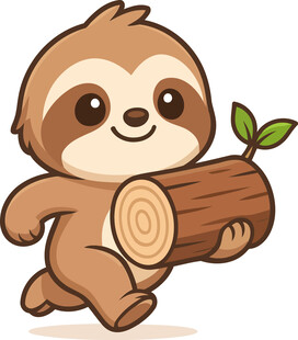 扛着木头的可爱树懒