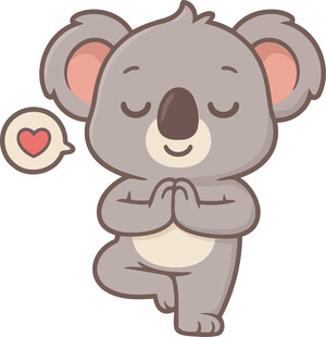 可爱考拉做瑜伽比爱心