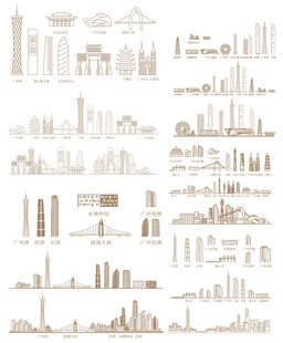 广州广东羊城粤建筑城市旅游剪影