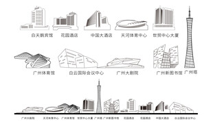 广州广东羊城粤建筑城市旅游剪影