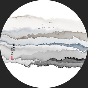 圆形水墨画