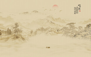 古风水墨山水意境图