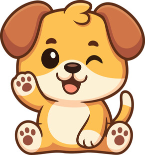 可爱小狗挥手打招呼