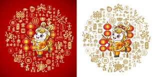 吉祥马卡通贴图百吉图