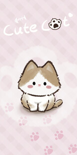 可爱坐姿布偶小猫插画