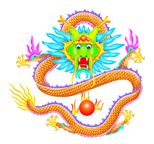 彩色祥龙戏珠图案