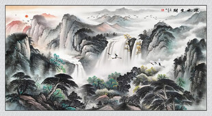 流水生财国画