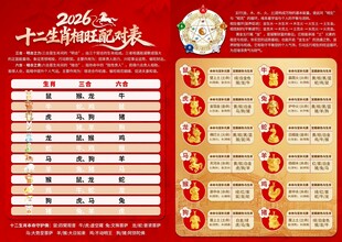 2026三合六合配对表