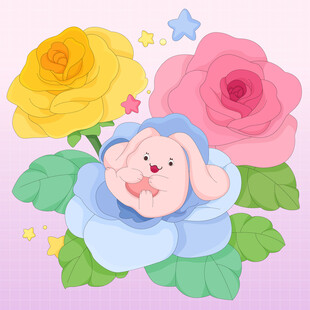 花朵玫瑰小精灵可爱儿童插画