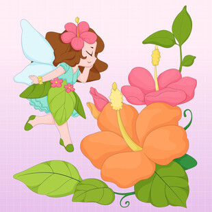 花朵花仙子花精灵小仙女儿童插画