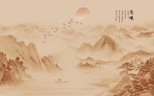 新中式水墨古风背景壁纸壁画