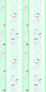 清新绿底花卉条纹图案