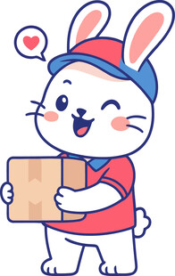 快递兔形象搬运包裹