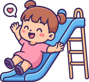 小女孩快乐滑滑梯