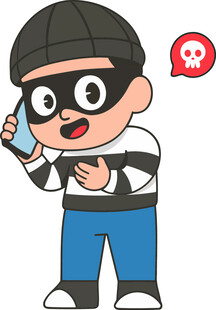 卡通小偷打电话场景