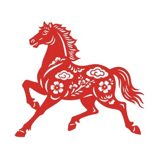 红色剪纸骏马