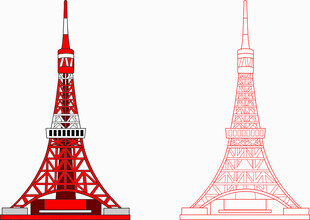 东京塔模型 红白经典造型
