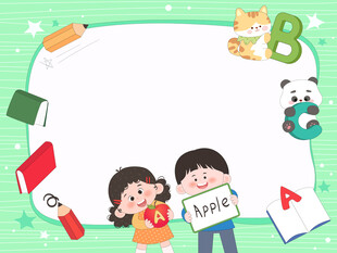 英语课儿童幼儿教育字母教育插画