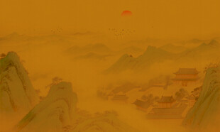 古风山水画背景壁画