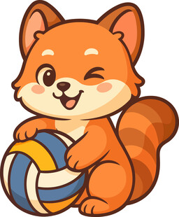 可爱小松鼠抱彩色球