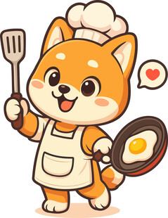 柴犬大厨煎蛋萌趣瞬间