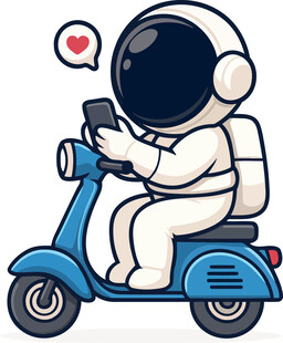 宇航员骑电动车甜蜜发消息