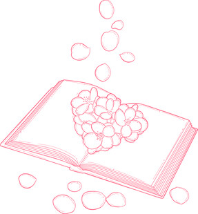 翻开书本 爱心泡泡飘出 矢量图