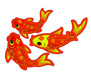 三条精美传统图案金鱼