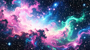 唯美绚丽彩色星空