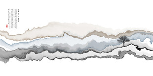 水墨山水抽象装饰画