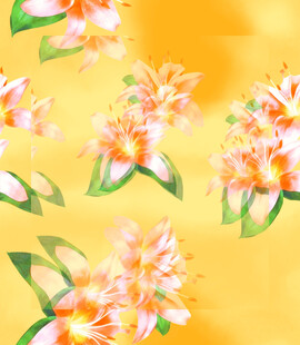 黄色背景上的绚烂花卉图案