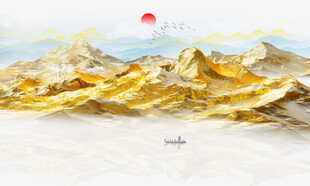 金山山水画背景墙