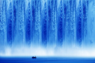 高山流水瀑布山水图