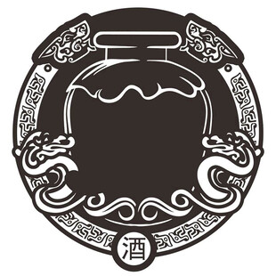 中式古典酒坛龙纹图案