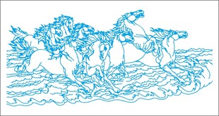 马匹驰骋场景线条画作