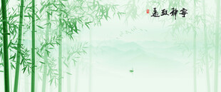 新中式灯箱水墨竹子背景墙