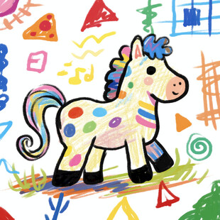 彩色涂鸦小马