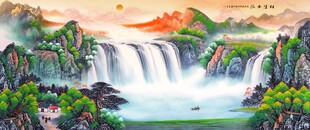 壮丽山水瀑布景观图