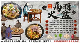 古风高丽火盆背景墙装饰画