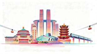 重庆地标插画